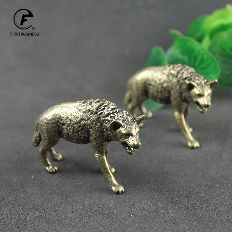 Vintage Collectible Ornaments - Kuningan Padat Hyena Patung Miniatur Kantor