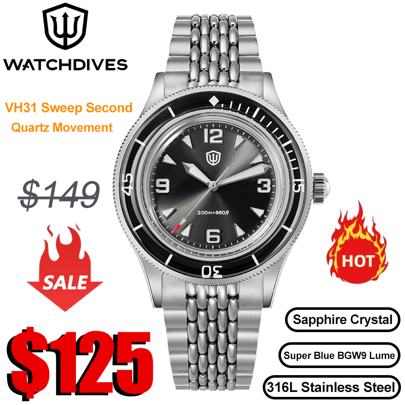Vintage Collectible Watches - Watchdives WD50Q Jam Tangan VH31 Gerakan