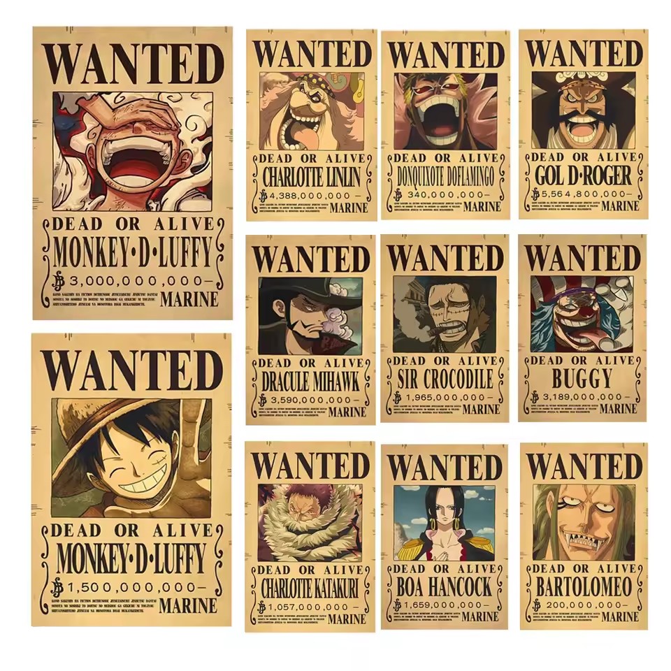 Vintage Collectibles Toys - Poster Anime One Piece Bounty Wanted