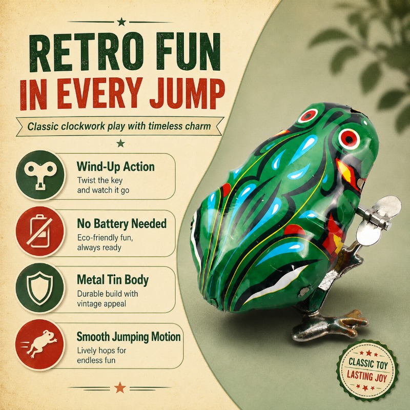 Katak Kaleng Mekanis Putar den - Vintage Collectibles Toys ulasan dan harga